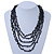 Black Multistrand, Layered Glass Bead Necklace In Silver Plating - 60cm Length - view 2