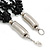Black Multistrand, Layered Glass Bead Necklace In Silver Plating - 60cm Length - view 5