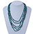 Light Blue/ Black Multistrand, Layered Glass Bead Necklace In Silver Plating - 60cm Length - view 3