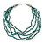 Light Blue/ Black Multistrand, Layered Glass Bead Necklace In Silver Plating - 60cm Length - view 4