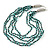 Light Blue/ Black Multistrand, Layered Glass Bead Necklace In Silver Plating - 60cm Length
