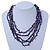 Amethyst/ Black Multistrand, Layered Glass Bead Necklace In Silver Plating - 60cm Length - view 3