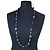 Long Glass Bead Ball Necklace (Light Blue, Gold, Brown) - 100cm Length - view 6