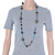 Long Glass Bead Ball Necklace (Light Blue, Gold, Brown) - 100cm Length - view 5