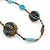 Long Glass Bead Ball Necklace (Light Blue, Gold, Brown) - 100cm Length - view 7