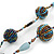 Long Glass Bead Ball Necklace (Light Blue, Gold, Brown) - 100cm Length - view 4