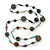 Long Glass Bead Ball Necklace (Light Blue, Gold, Brown) - 100cm Length - view 3