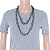 Long Black/ Metallic Grey Glass Bead Oval Link Necklace - 140cm Length - view 2