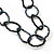 Long Black/ Metallic Grey Glass Bead Oval Link Necklace - 140cm Length - view 7