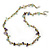 Lavender/ Pale Green Semiprecious Chips, Glass Bead Necklace In Silver Plating - 50cm Length/ 3cm Extender