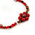 Long Red/ Amber Coloured Glass Bead Floral Necklace - 130cm Length - view 8