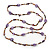 Long Purple/ Amber Coloured Glass Bead Floral Necklace - 130cm Length