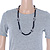 Black Glass/Metal/ Shell Bead Necklace - 66cm Length - view 3