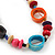 Long Multicoloured Bone & Wood Beaded Necklace - 120cm Length - view 5