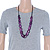 Purple Wood Bead Black Cotton Cord Necklace - 74cm Length - view 3
