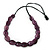 Purple Wood Bead Black Cotton Cord Necklace - 74cm Length