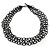3 Strand Black Glass Bead Oval Link Necklace - 70cm Length - view 4