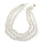 3 Strand White Glass Bead Oval Link Necklace - 70cm Length - view 7