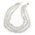 3 Strand White Glass Bead Oval Link Necklace - 70cm Length - view 2