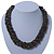 Chunky Braided Peacock/ Metallic Bronze Glass Bead Choker Necklace - 40cm Length - view 5