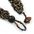 Chunky Braided Peacock/ Metallic Bronze Glass Bead Choker Necklace - 40cm Length - view 4