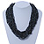 Chunky Multistrand Glass & Ceramic Bead Necklace (Black/ Metallic Silver) - 42cm Length - view 2