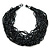 Chunky Multistrand Glass & Ceramic Bead Necklace (Black/ Metallic Silver) - 42cm Length - view 3
