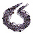Chunky Multistrand Glass & Ceramic Bead Necklace (Lavender/Purple/Black) - 44cm Length - view 3