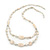 Long Antique White Ceramic, Simulated Pearl Glass, Metal Bead Necklace In Rhodium Plating - 72cm Length