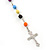 Long Multicoloured Acrylic Bead Cross Rosary Necklace - 80cm Length - view 4