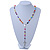 Long Multicoloured Acrylic Bead Cross Rosary Necklace - 80cm Length - view 3