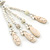 Long Antique White Ceramic & Glass Stones Tassel Necklace - 78cm Length/ 14cm Tassel - view 4