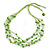 Multistrand Lime Green Wood Beaded Cotton Cord Necklace - 80cm Length