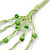 Multistrand Lime Green Wood Beaded Cotton Cord Necklace - 80cm Length - view 4