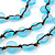 3 Strand Light Blue Resin & Brown Wood Bead Cotton Cord Necklace - 82cm Length - view 4