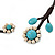 Turquoise, Ceramic Beaded Flower On Flex Wire Choker Necklace - Adjustable - view 3