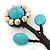 Turquoise, Ceramic Beaded Flower On Flex Wire Choker Necklace - Adjustable - view 5
