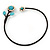 Turquoise, Ceramic Beaded Flower On Flex Wire Choker Necklace - Adjustable - view 6
