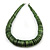 Chunky Glitter Fern Green Wood Button Bead Necklace In Silver Tone - 50cm Length
