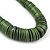 Chunky Glitter Fern Green Wood Button Bead Necklace In Silver Tone - 50cm Length - view 3