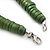 Chunky Glitter Fern Green Wood Button Bead Necklace In Silver Tone - 50cm Length - view 5