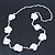 Long White Floral Crochet, Glass Bead Necklace - 96cm Length - view 5