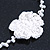 Long White Floral Crochet, Glass Bead Necklace - 96cm Length - view 2