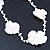 Long White Floral Crochet, Glass Bead Necklace - 96cm Length - view 3