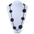 Long Black Floral Crochet, Glass Bead Necklace - 96cm Length - view 2