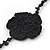 Long Black Floral Crochet, Glass Bead Necklace - 96cm Length - view 4