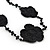 Long Black Floral Crochet, Glass Bead Necklace - 96cm Length - view 5