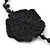 Long Black Floral Crochet, Glass Bead Necklace - 96cm Length - view 3