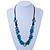 Unique Turquoise Blue Coloured Bone Bead Black Cotton Cord Necklace - 66cm Length - view 2