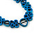 Unique Turquoise Blue Coloured Bone Bead Black Cotton Cord Necklace - 66cm Length - view 4